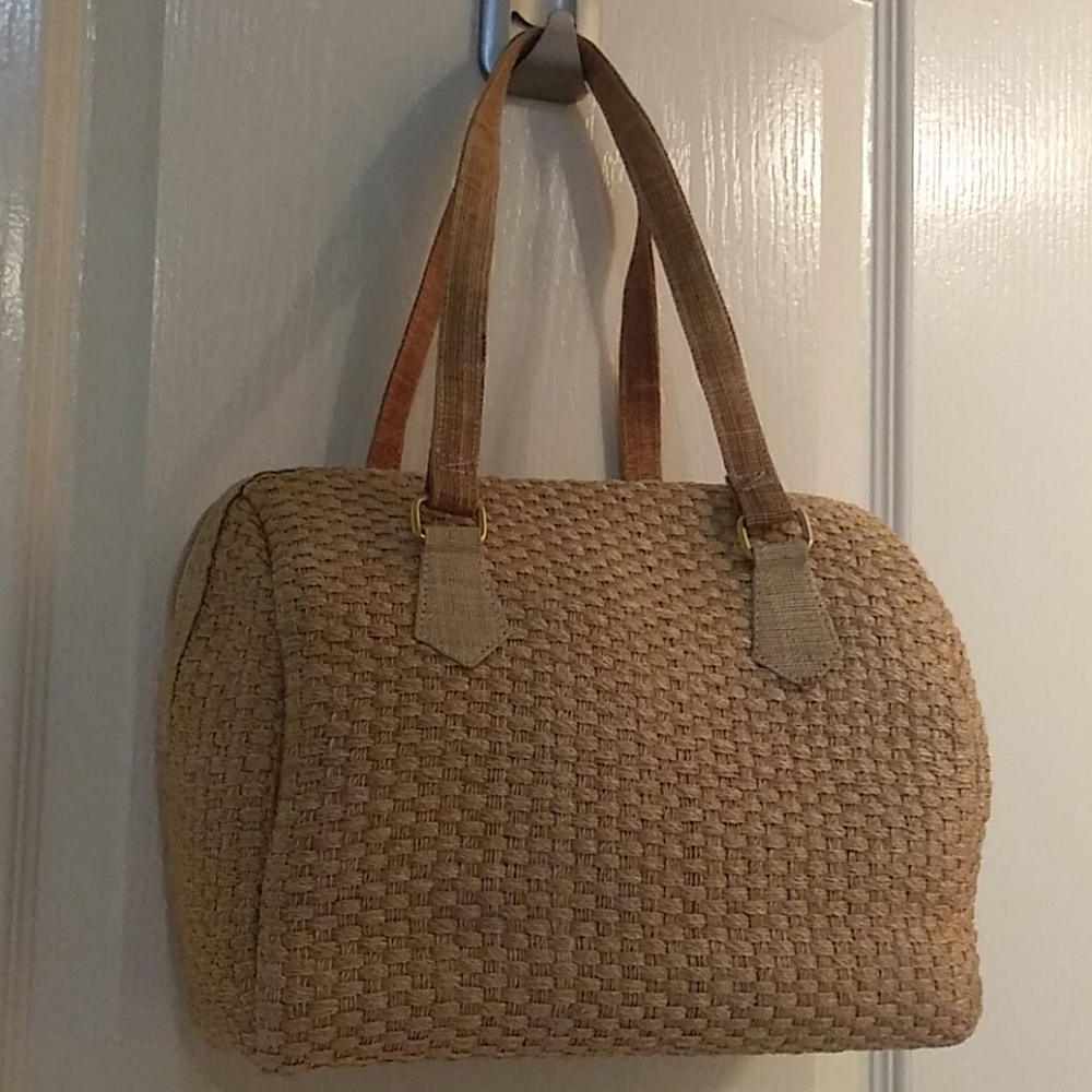 Hand woven straw purse handbag